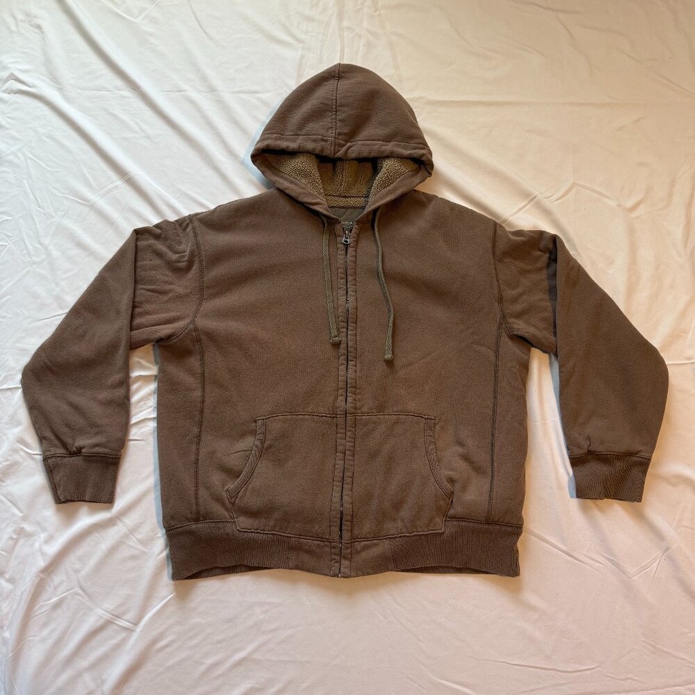 Sonoma Sherpa Lined Full Zip Hoodie Brown Heavyweight Jacket Men’s Large